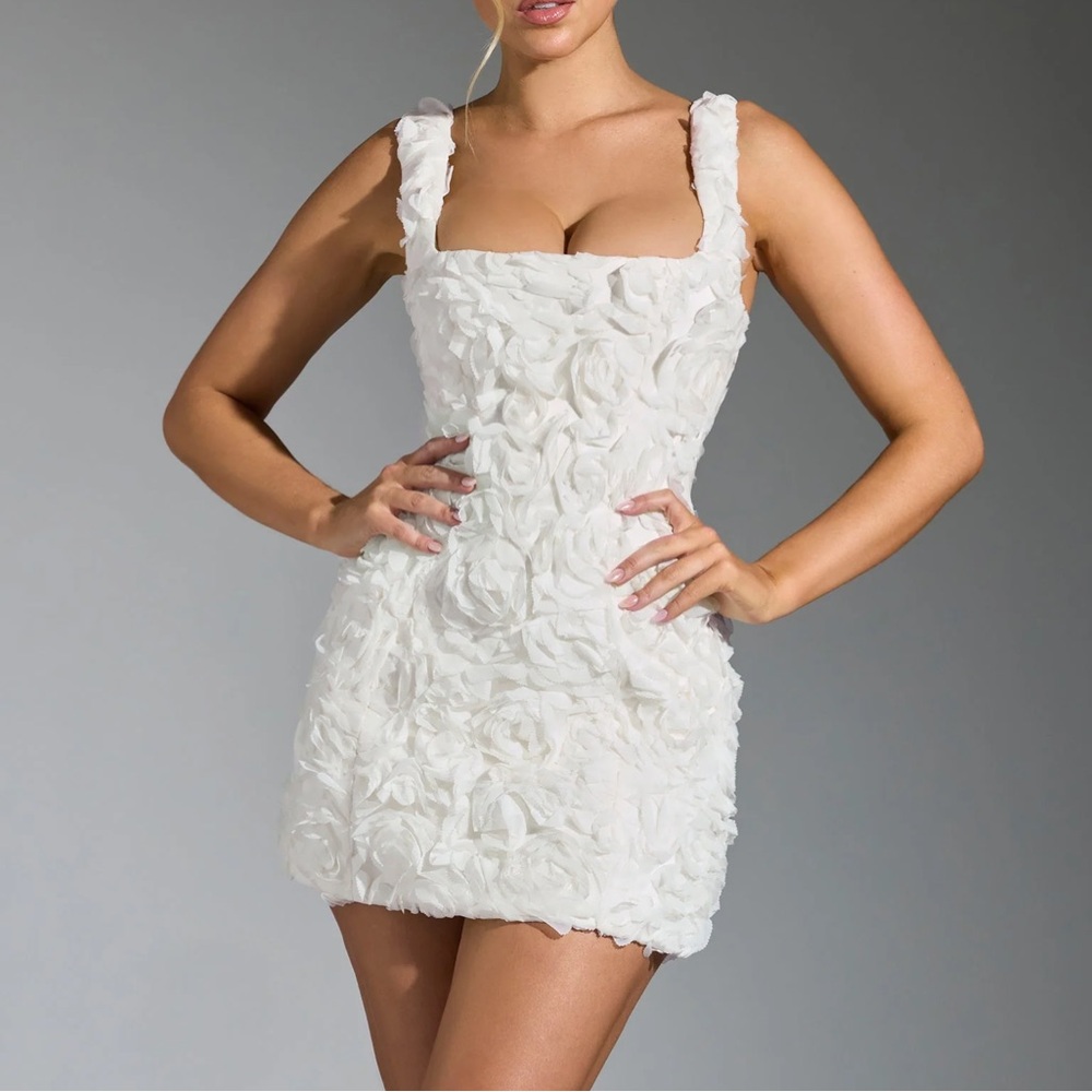 Oh Polly Floral-Appliqué Corset Mini Dress